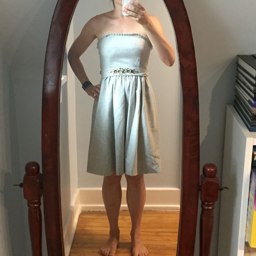 Heather grey wool cocktail dress